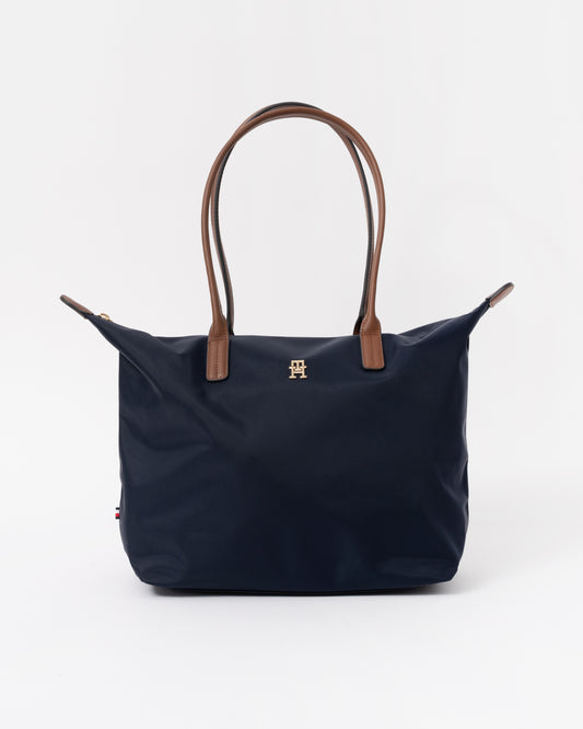 Front of the Tommy Hilfiger's Popette Womens Tote Bag in Space Blue