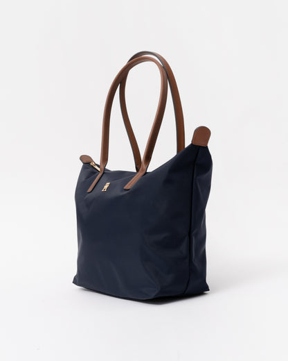Side of the Tommy Hilfiger's Popette Womens Tote Bag in Space Blue