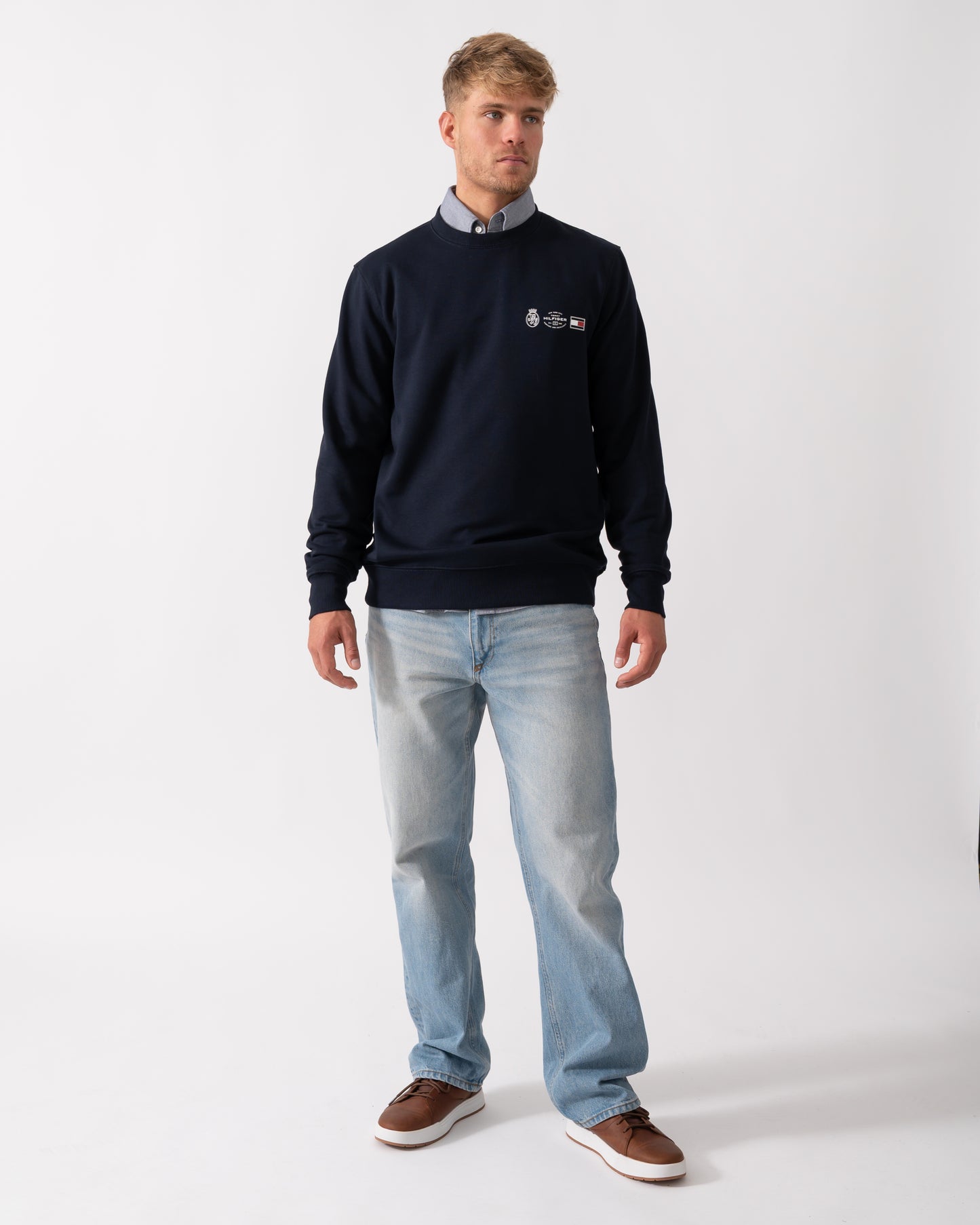 Tommy Hilfiger Small Crest Outline Mens Crew Sweatshirt - Desert Sky