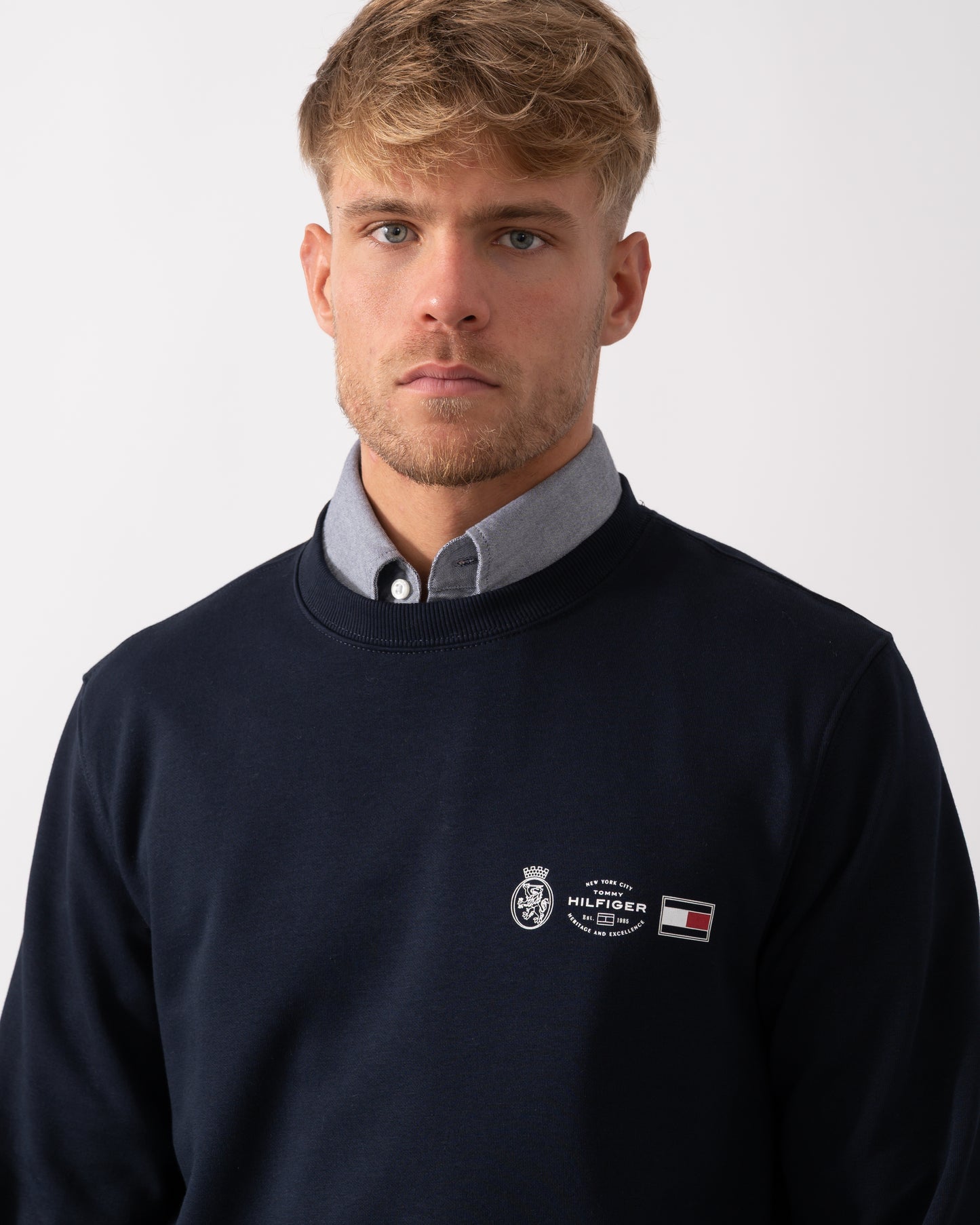 Tommy Hilfiger Small Crest Outline Mens Crew Sweatshirt - Desert Sky