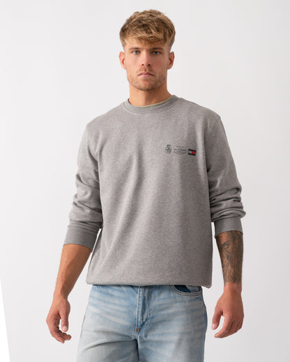 Tommy Hilfiger Small Crest Outline Mens Crew Sweatshirt in Medium Grey Heather