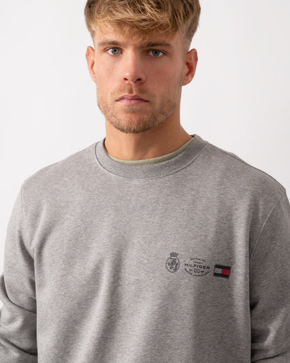 Tommy Hilfiger Small Crest Outline Mens Crew Sweatshirt - Medium Grey Heather
