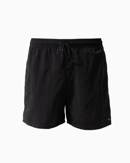 front of Tommy Hilfiger Solid Mens Drawstring Swimming Shorts in Black