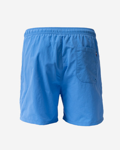back of Tommy Hilfiger Solid Mens Drawstring Swimming Shorts in Blue Spell