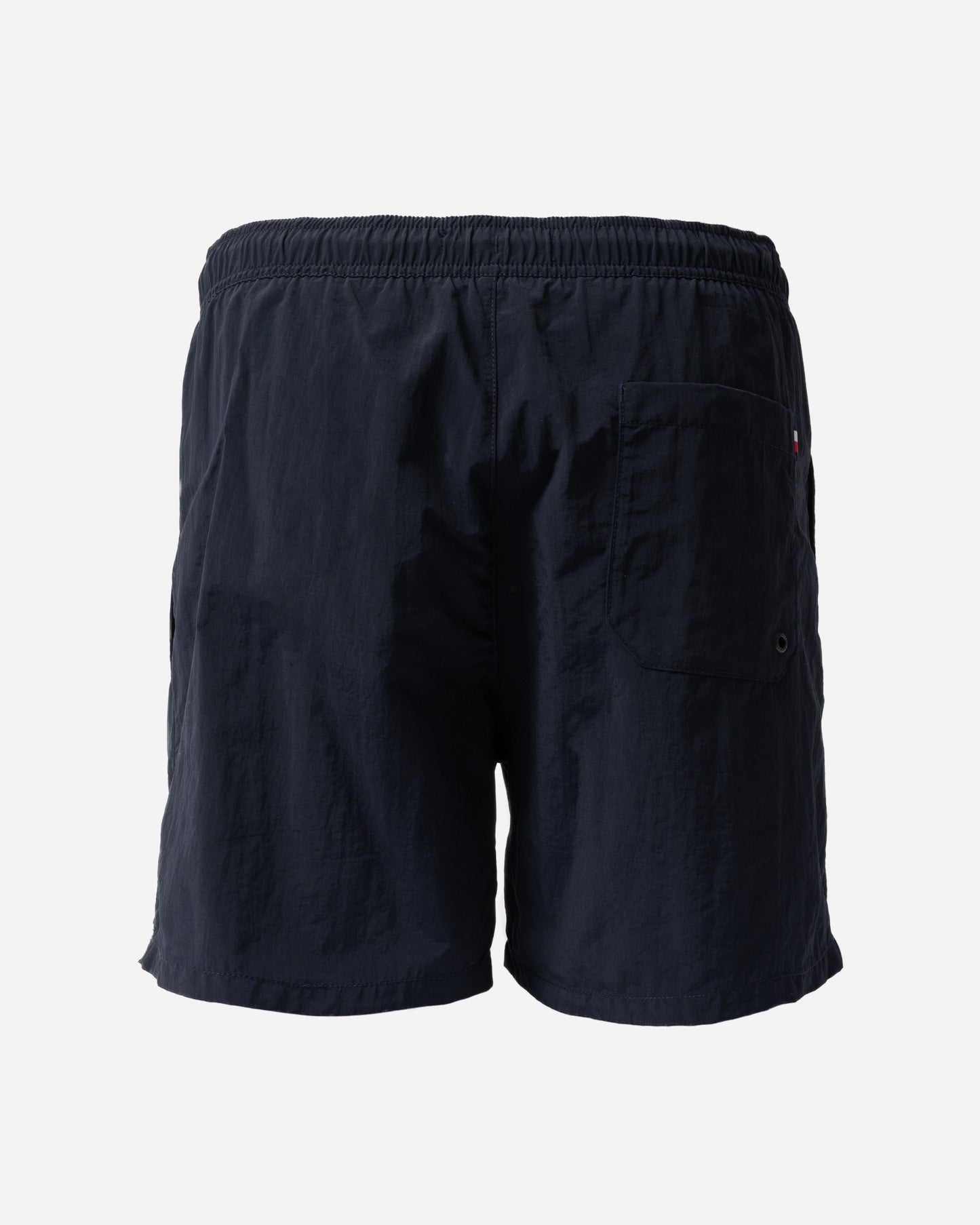 back of Tommy Hilfiger Solid Mens Drawstring Swimming Shorts in Desert Sky