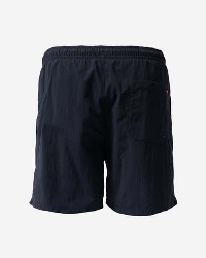 back of Tommy Hilfiger Solid Mens Drawstring Swimming Shorts in Desert Sky