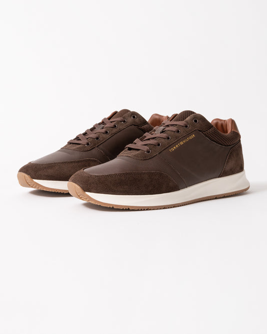 Tommy Hilfiger TH Dressy Mens Suede Mix Trainers in Cocoa