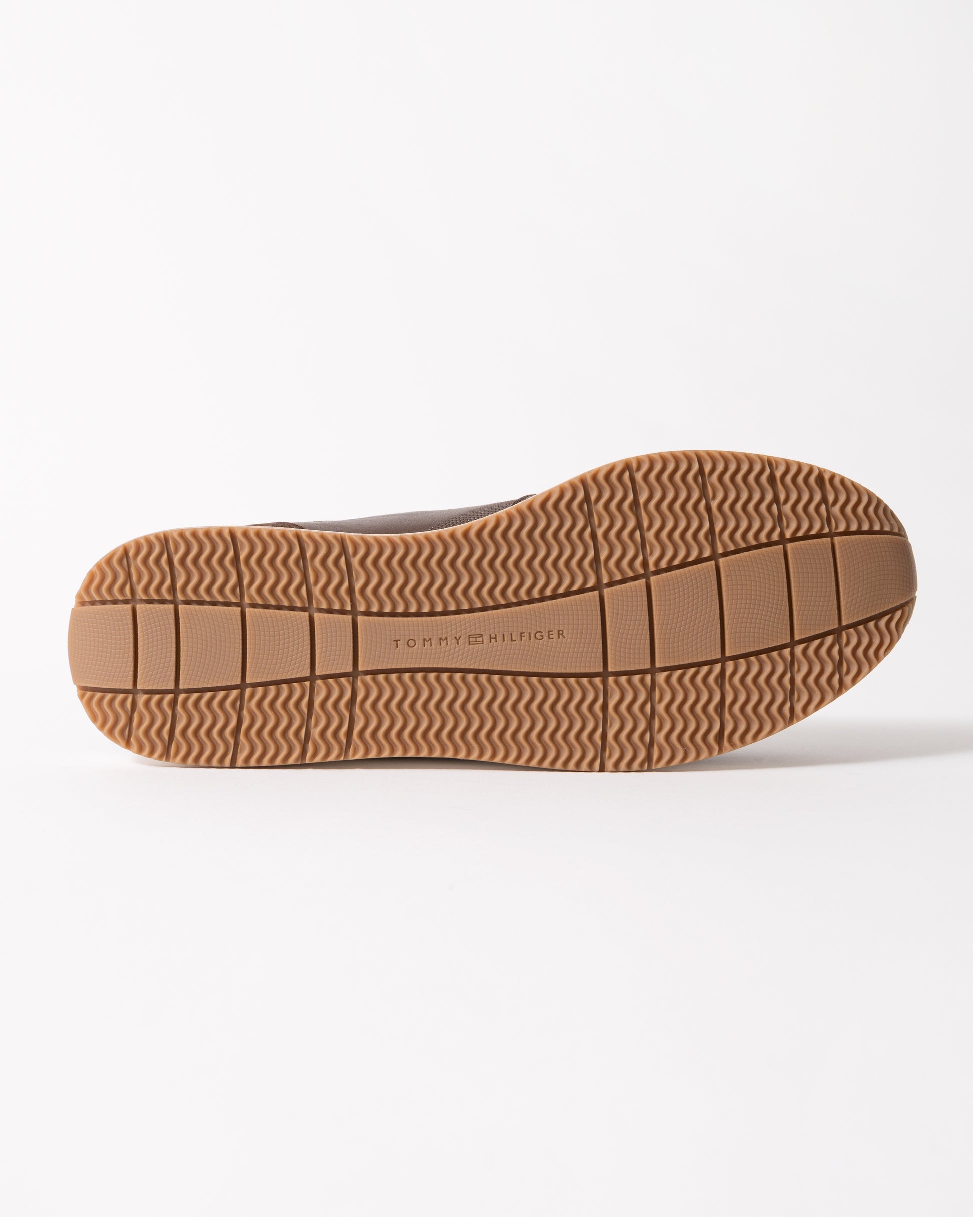 sole of Tommy Hilfiger TH Dressy Mens Suede Mix Trainers in Cocoa