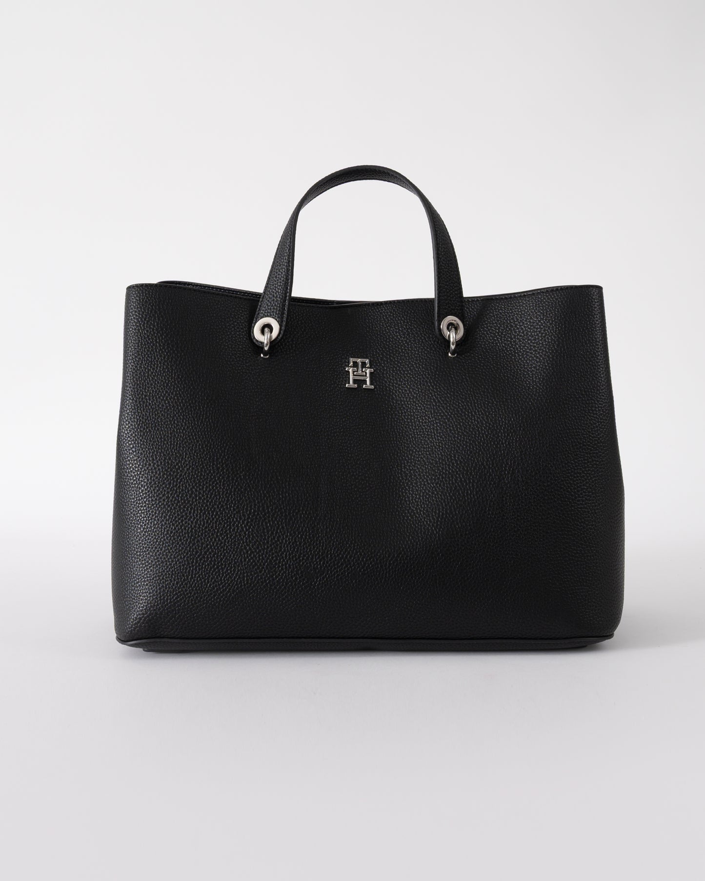 Tommy Hilfiger TH Emblem Womens Satchel Bag - Black | CHO | Designer Womens Shoulder Bags