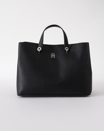 Tommy Hilfiger TH Emblem Womens Satchel Bag - Black | CHO | Designer Womens Shoulder Bags