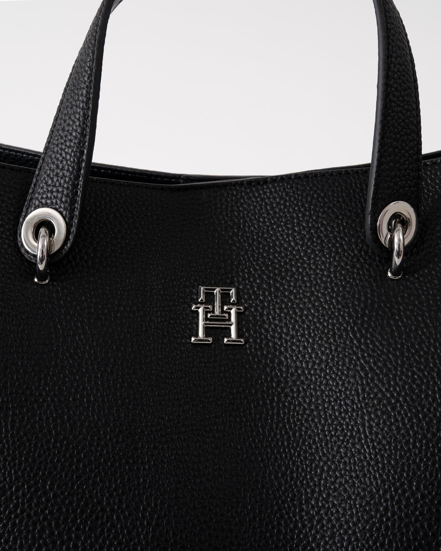 Tommy Hilfiger TH Emblem Womens Satchel Bag - Black | CHO | Designer Womens Shoulder Bags