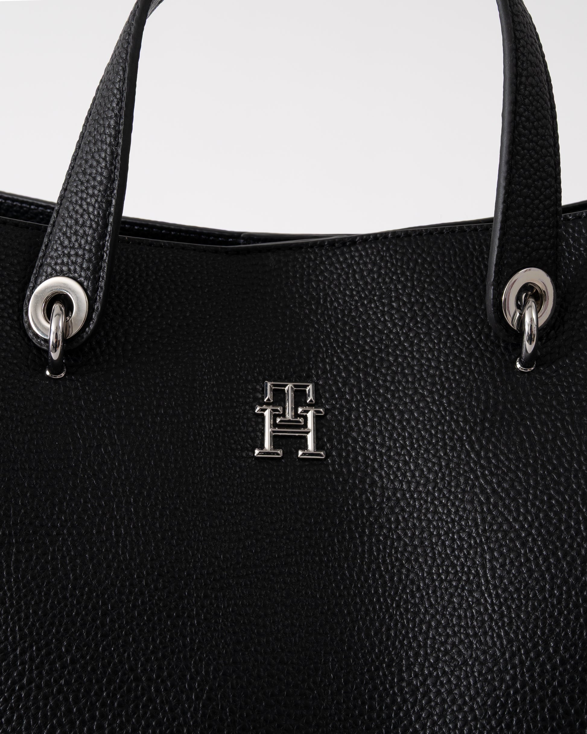 Tommy Hilfiger TH Emblem Womens Satchel Bag - Black | CHO | Designer Womens Shoulder Bags