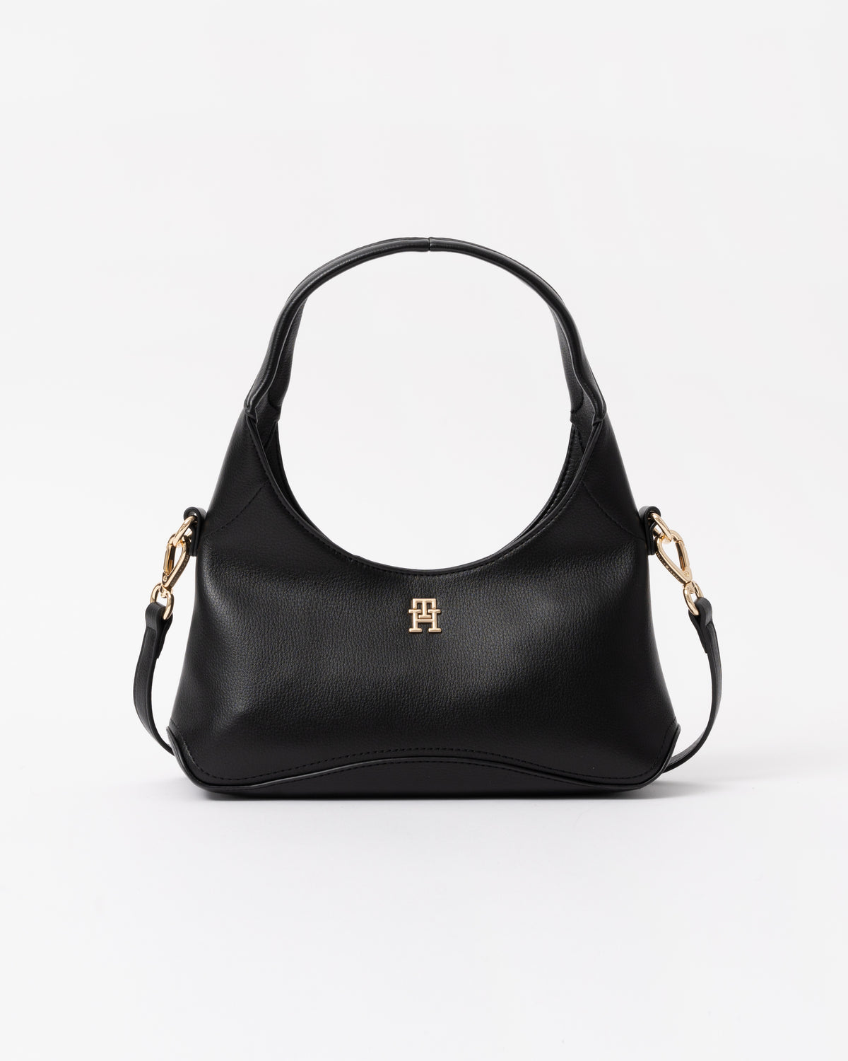 Front of the Tommy Hilfiger's TH Everyday Womens Mini Hobo Bag in Black