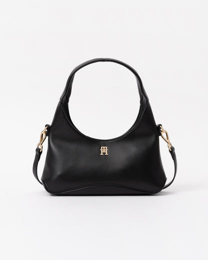 Front of the Tommy Hilfiger's TH Everyday Womens Mini Hobo Bag in Black