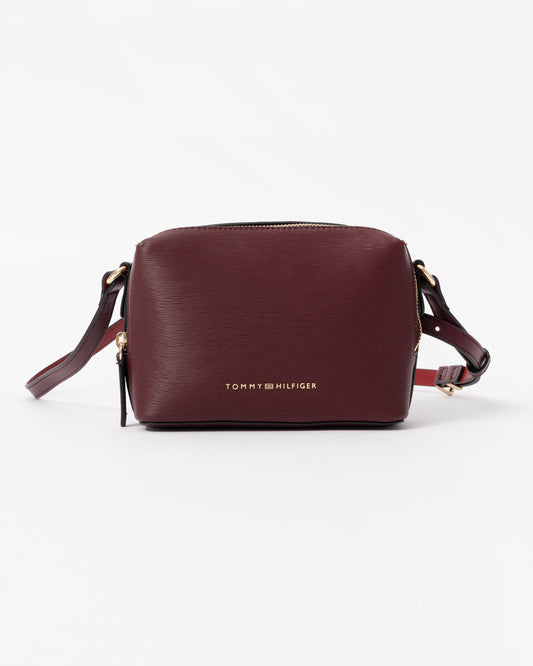 Front of the Tommy Hilfiger TH Modern Womens Camera Bag - Oxblood