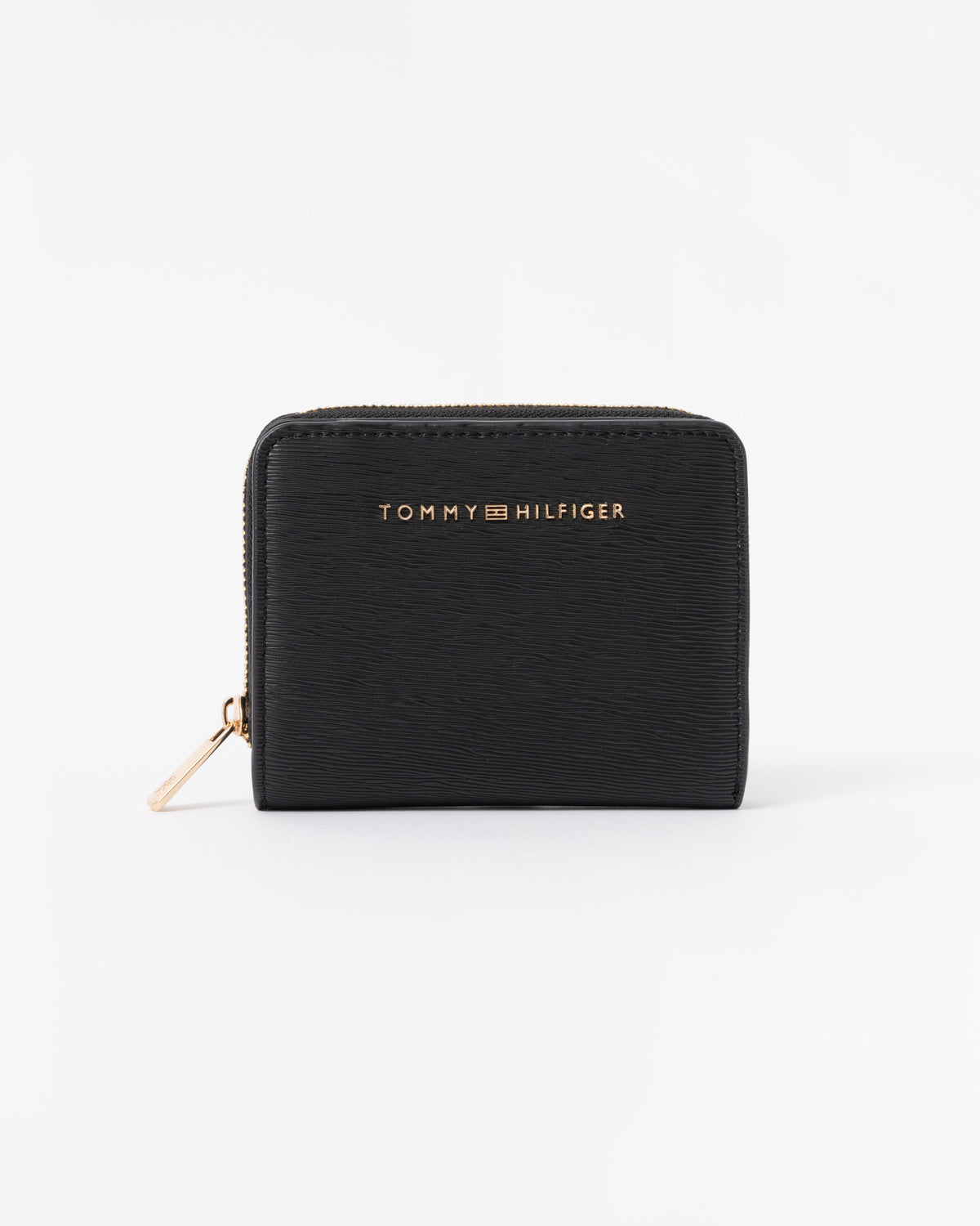 Front of the Tommy Hilfiger TH Modern Womens Medium Zip Wallet - Black