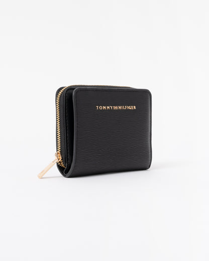 Side of the Tommy Hilfiger TH Modern Womens Medium Zip Wallet - Black