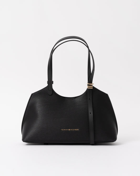 Front of the Tommy Hilfiger TH Modern Womens Mini Tote - Black