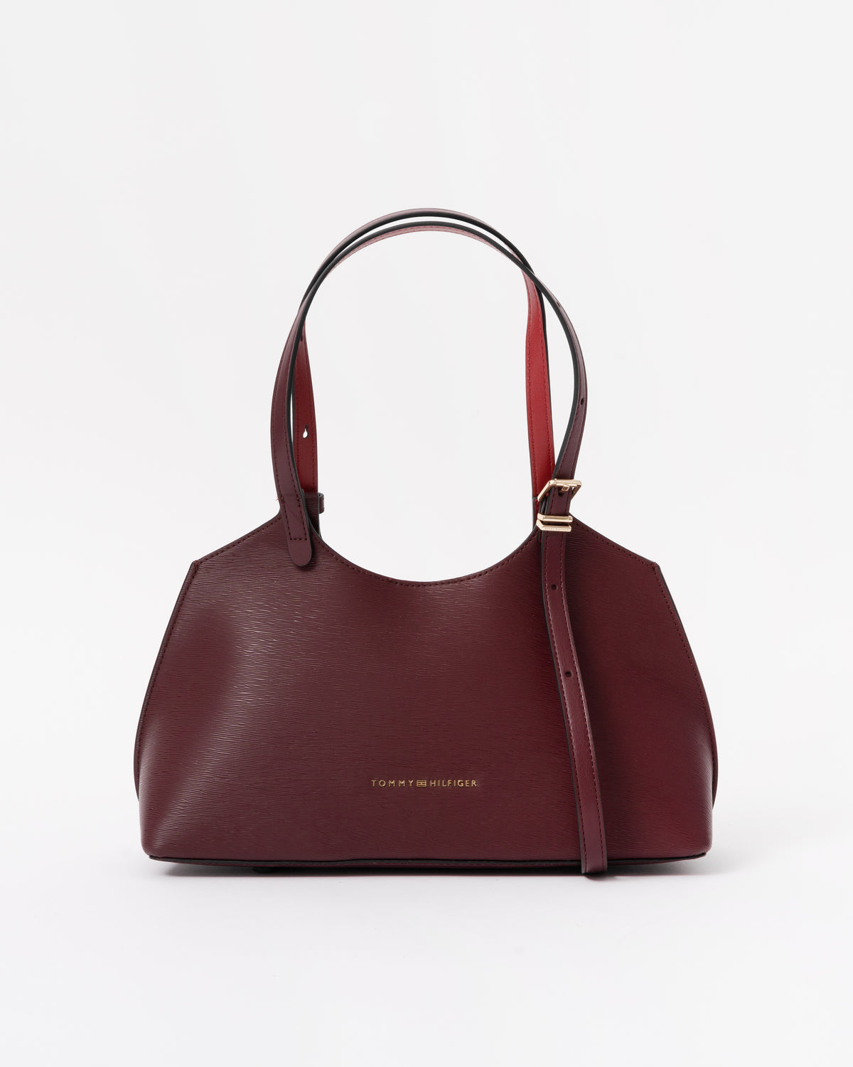 Front of the Tommy Hilfiger TH Modern Womens Mini Tote - Oxblood