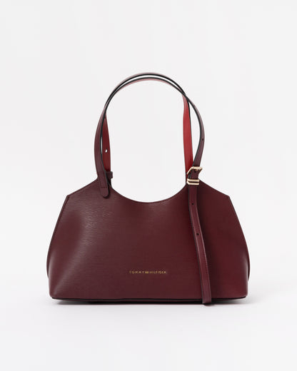 Front of the Tommy Hilfiger TH Modern Womens Mini Tote - Oxblood
