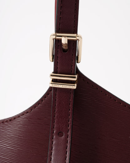 Clasp on the Tommy Hilfiger TH Modern Womens Mini Tote - Oxblood