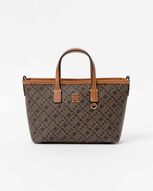 Tommy Hilfiger TH Monoplay Womens Mono Print Mini Tote Bag - Black Mix | CHO | Designer Womens Tote Bags