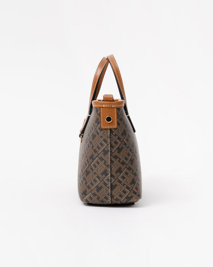 Tommy Hilfiger TH Monoplay Womens Mono Print Mini Tote Bag - Black Mix | CHO | Designer Womens Tote Bags