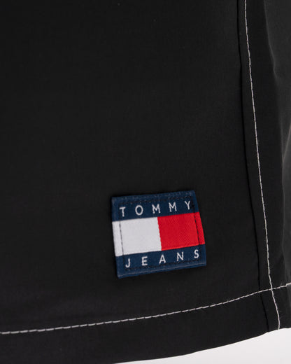logo detail of Tommy Hilfiger TJ Mens Drawstring Swimming Shorts in Black