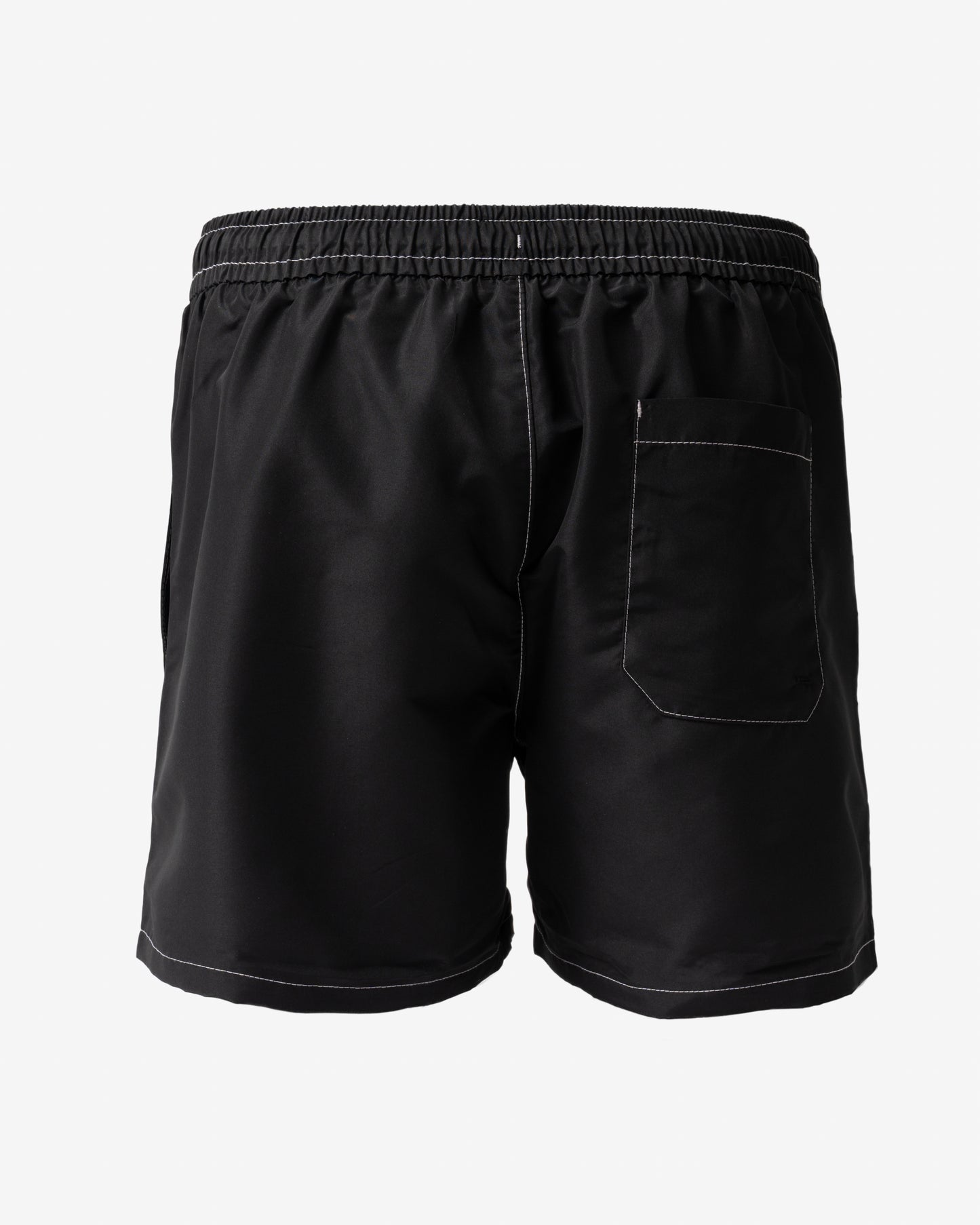 back of Tommy Hilfiger TJ Mens Drawstring Swimming Shorts in Black