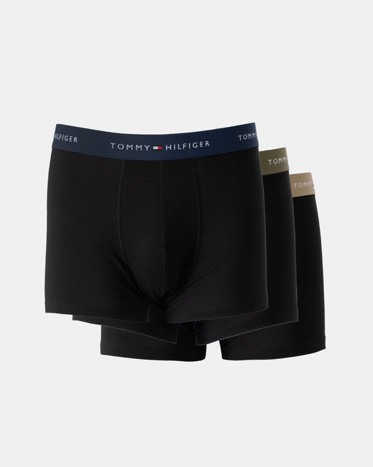 Tommy Hilfiger 3-Pack Logo Waistband Mens Trunks - Army/Blue/Navy | CHO | Designer Mens Underwear