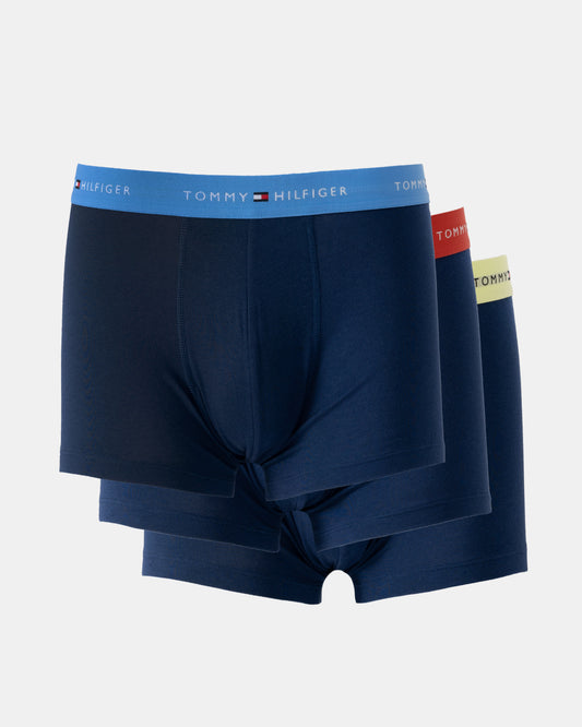 Tommy Hilfiger 3-Pack Logo Waistband Mens Trunks - Blue/Red/Yellow | CHO | Designer Mens Underwear