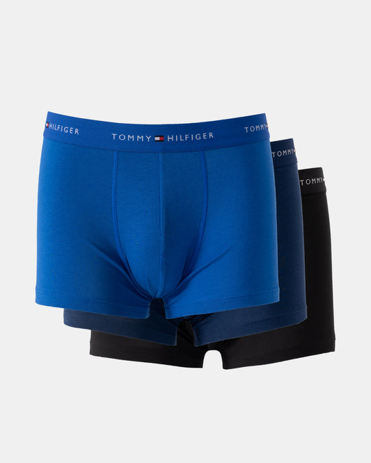 Tommy Hilfiger 3 Pack Dyed-to-Match Mens Trunks - Noble Blue/Prep Navy/Black | CHO | Designer Mens Underwear
