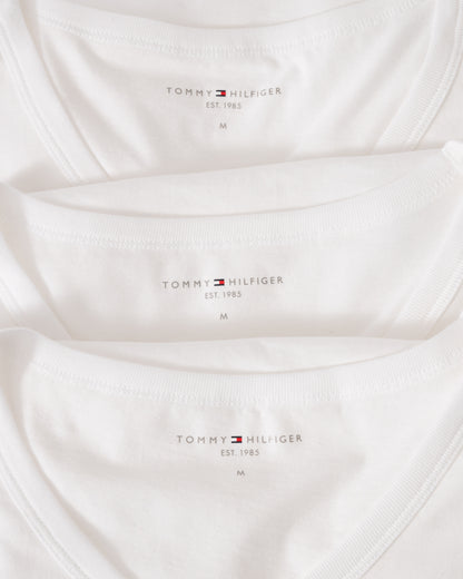 Tommy Hilfiger 3 Pack Mens V-Neck T-Shirts - White/White/White