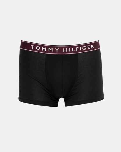 Tommy Hilfiger 3 Pack Mens Waistband Trunks - B-Burgundy/Red/Primary Red