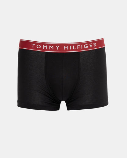 Tommy Hilfiger 3 Pack Mens Waistband Trunks - B-Burgundy/Red/Primary Red