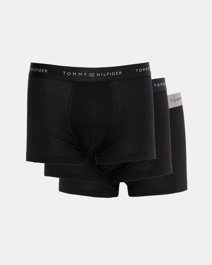 Tommy Hilfiger 3 Pack Metallic Waistband Mens Trunks - B-Black/Desert Sky/Silver