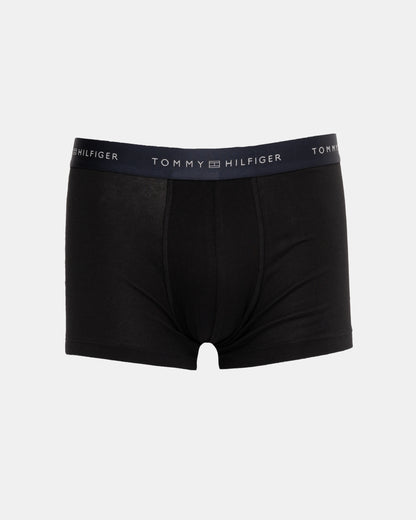 Tommy Hilfiger 3 Pack Metallic Waistband Mens Trunks - B-Black/Desert Sky/Silver