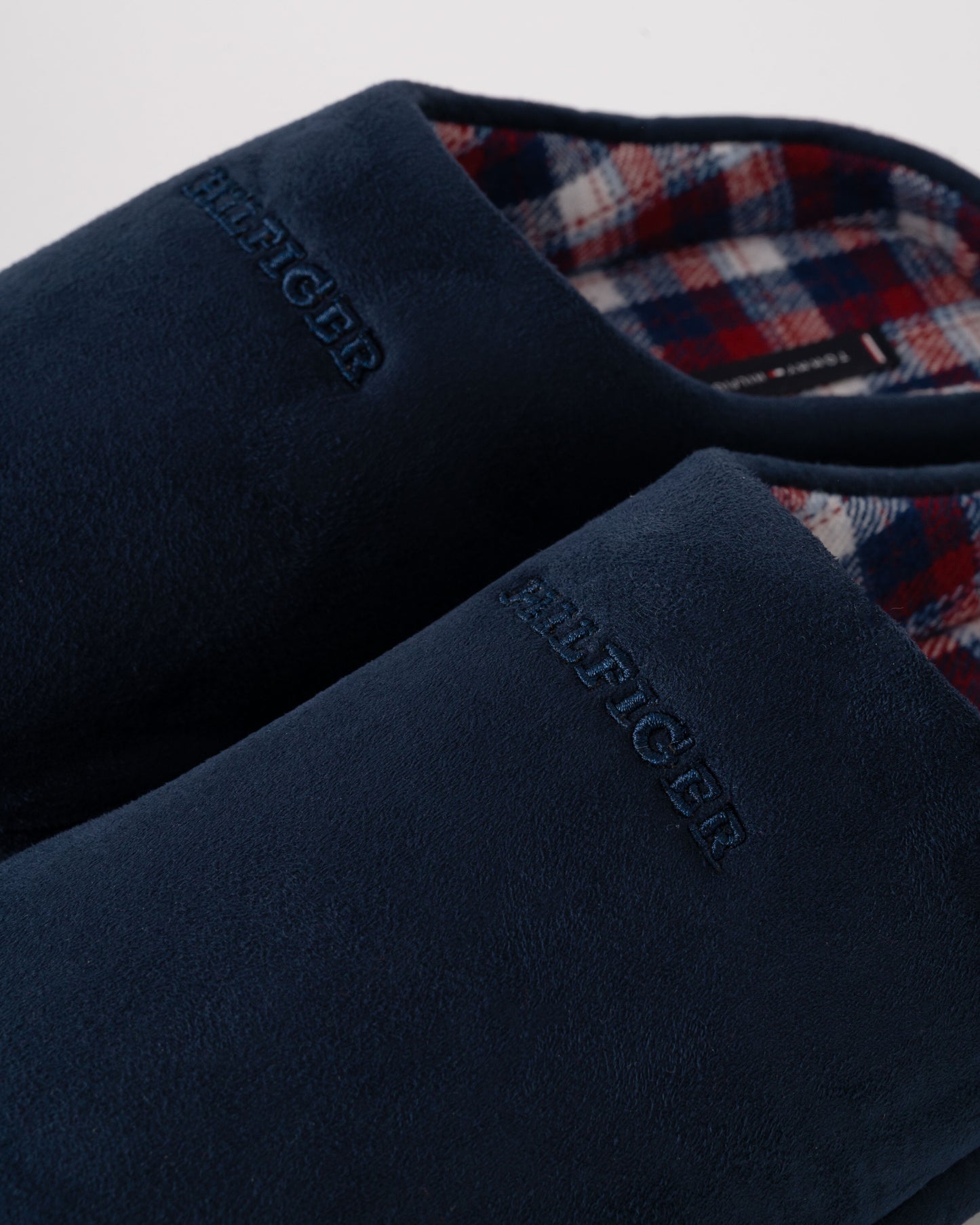 Tommy Hilfiger Check Hilfiger Mens Suede House Slippers - Desert Sky
