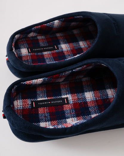 Tommy Hilfiger Check Hilfiger Mens Suede House Slippers - Desert Sky