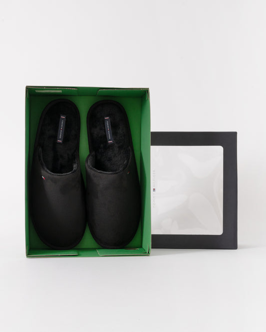 Tommy Hilfiger Core Hilfiger Flag Mens House Slippers in Black