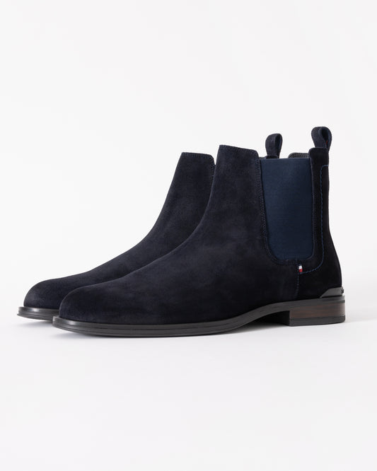 Tommy Hilfiger Corporate Hilfiger Mens Suede Chelsea Boots - Desert Sky
