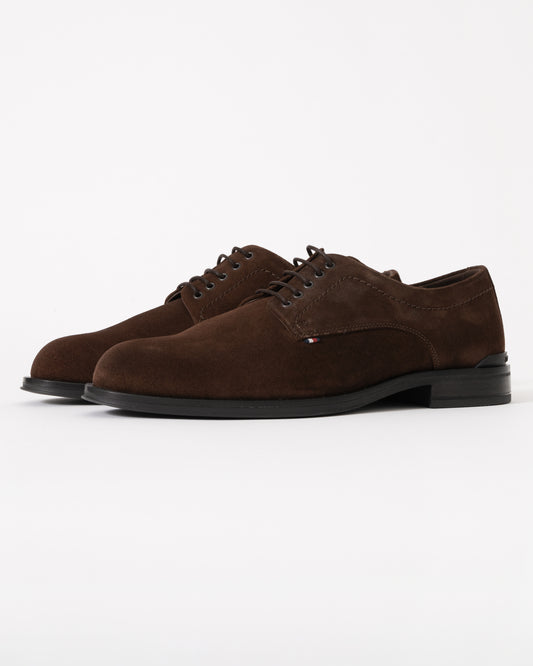 Tommy Hilfiger Corporate Hilfiger Mens Suede Derby Shoes - Cocoa