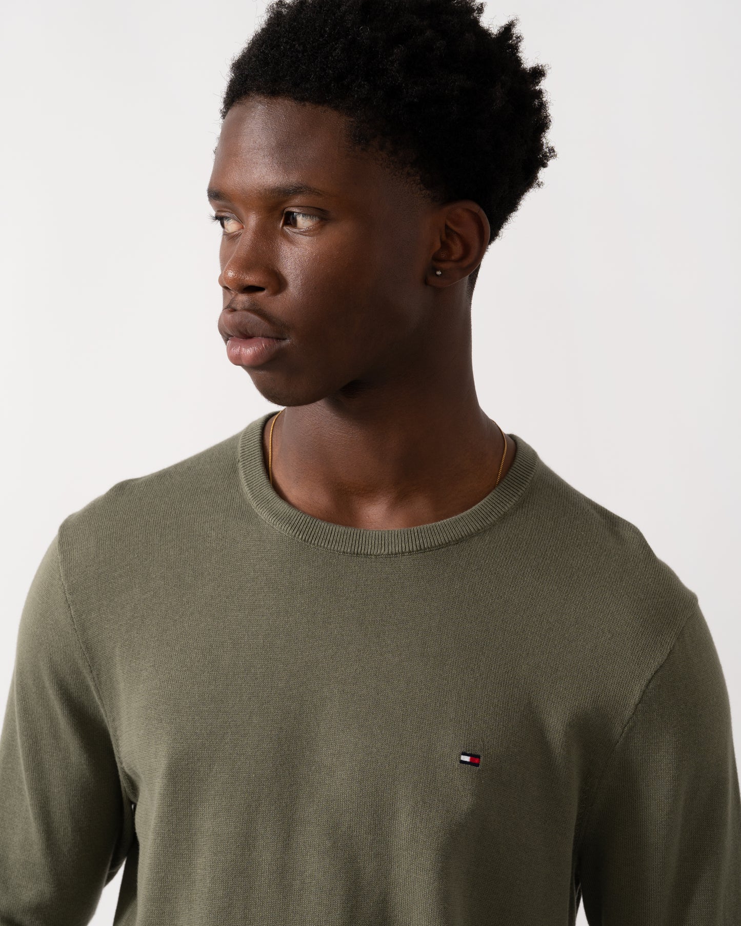 Tommy Hilfiger Essential Cotton Crew Neck Mens Sweatshirt - Battle Green