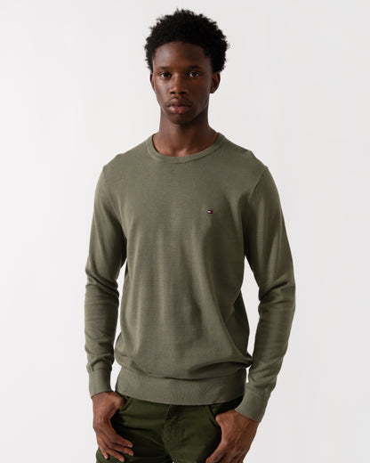 Tommy Hilfiger Essential Cotton Crew Neck Mens Sweatshirt - Battle Green