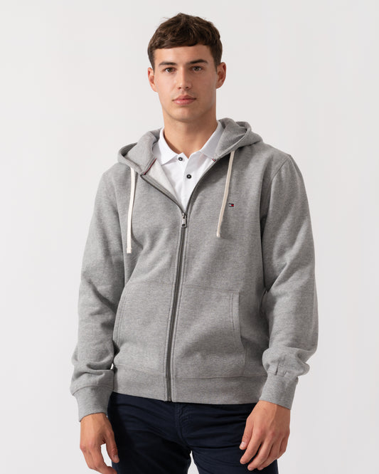 Tommy Hilfiger Essential Fleece Mens Zip Hoodie - Medium Grey Heather