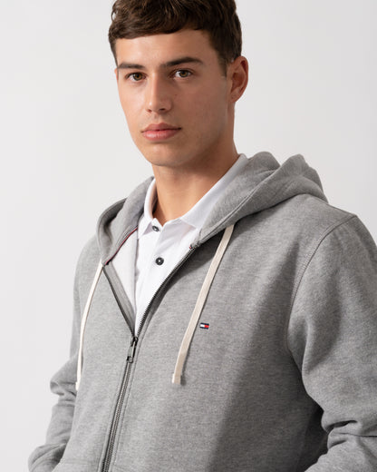 Tommy Hilfiger Essential Fleece Mens Zip Hoodie - Medium Grey Heather
