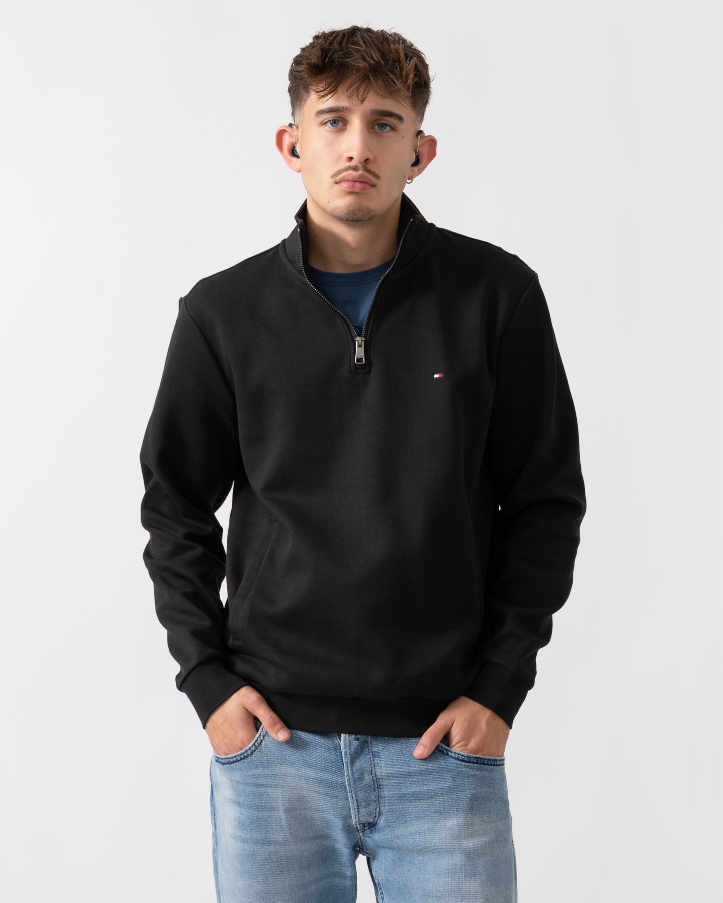Tommy Hilfiger Essential Intechno Mens Half Zip Sweatshirt - Black