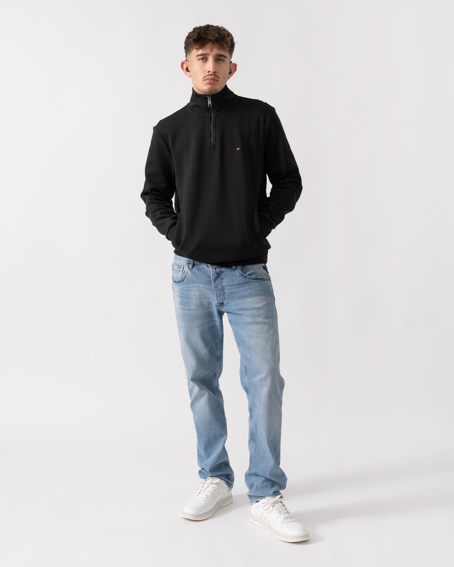 Tommy Hilfiger Essential Intechno Mens Half Zip Sweatshirt - Black