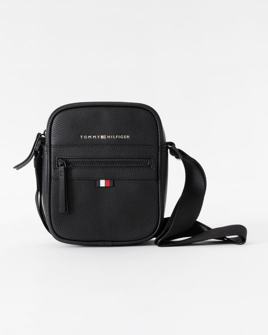 Tommy Hilfiger Essential PU Mens Mini Reporter Bag - Black | CHO | Designer Mens Shoulder Bags