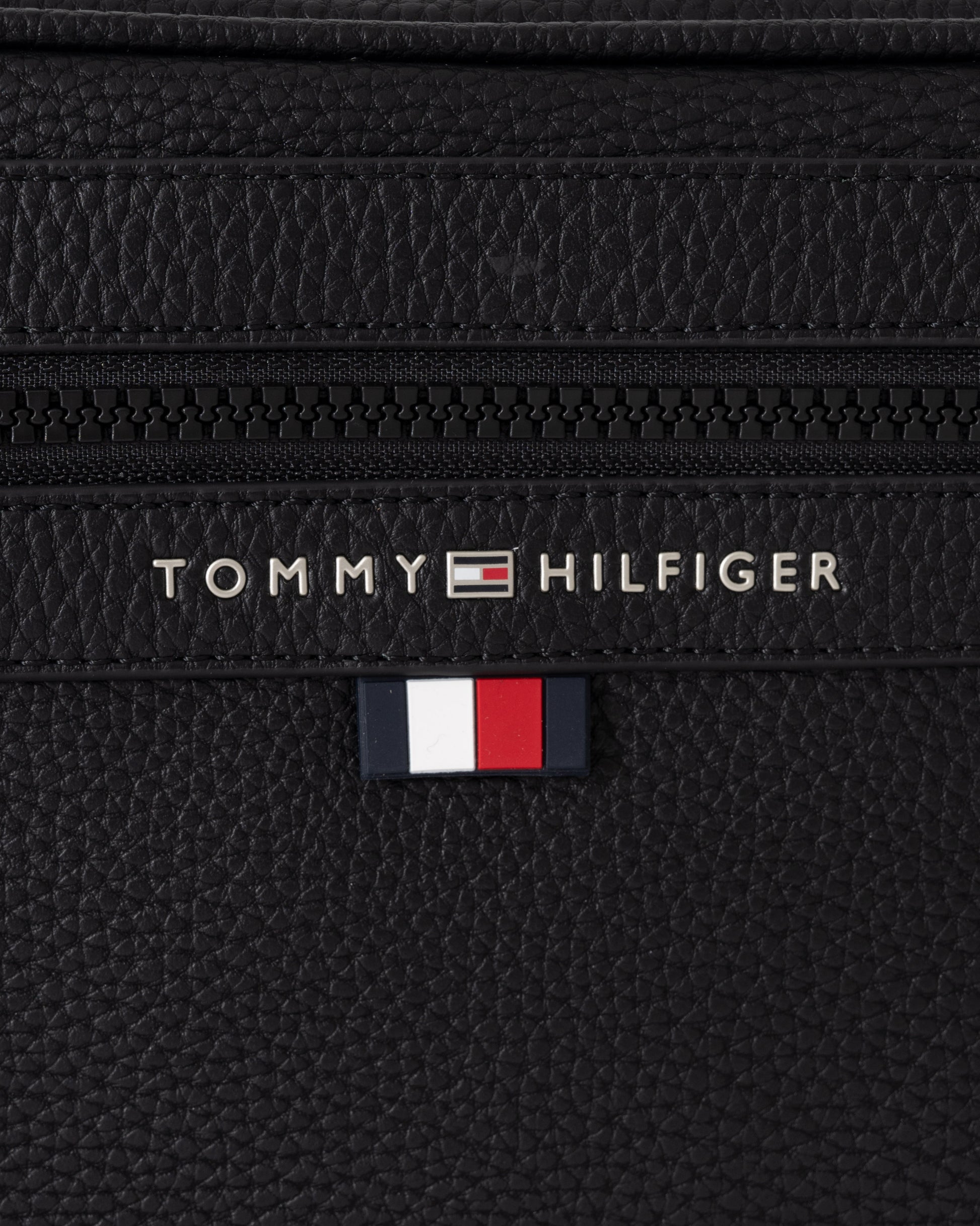 Tommy Hilfiger Essential PU Metal Logo Mens Reporter Bag - Black | CHO | Designer Mens Shoulder Bags